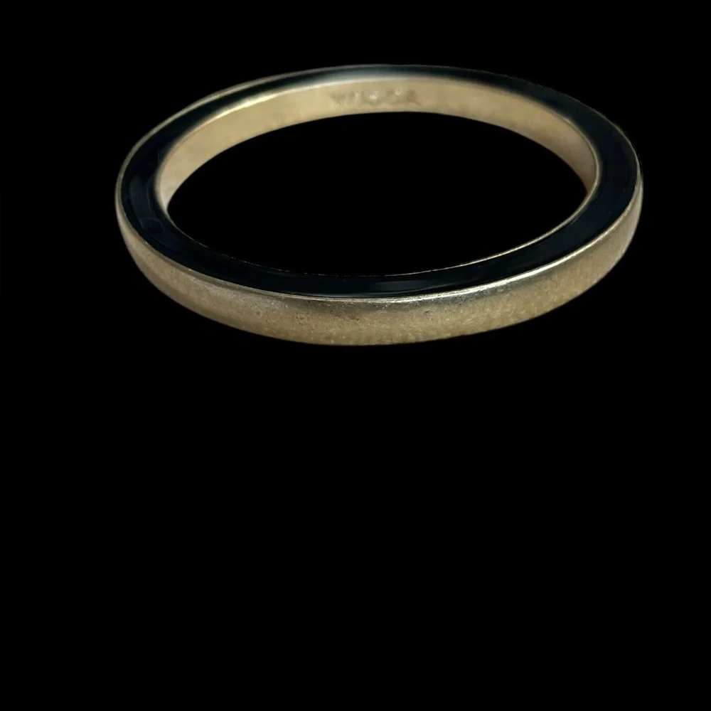 Yosca Black Enamel and Gold-Tone Women's Bangle Bracelet - Picture 2 of 3